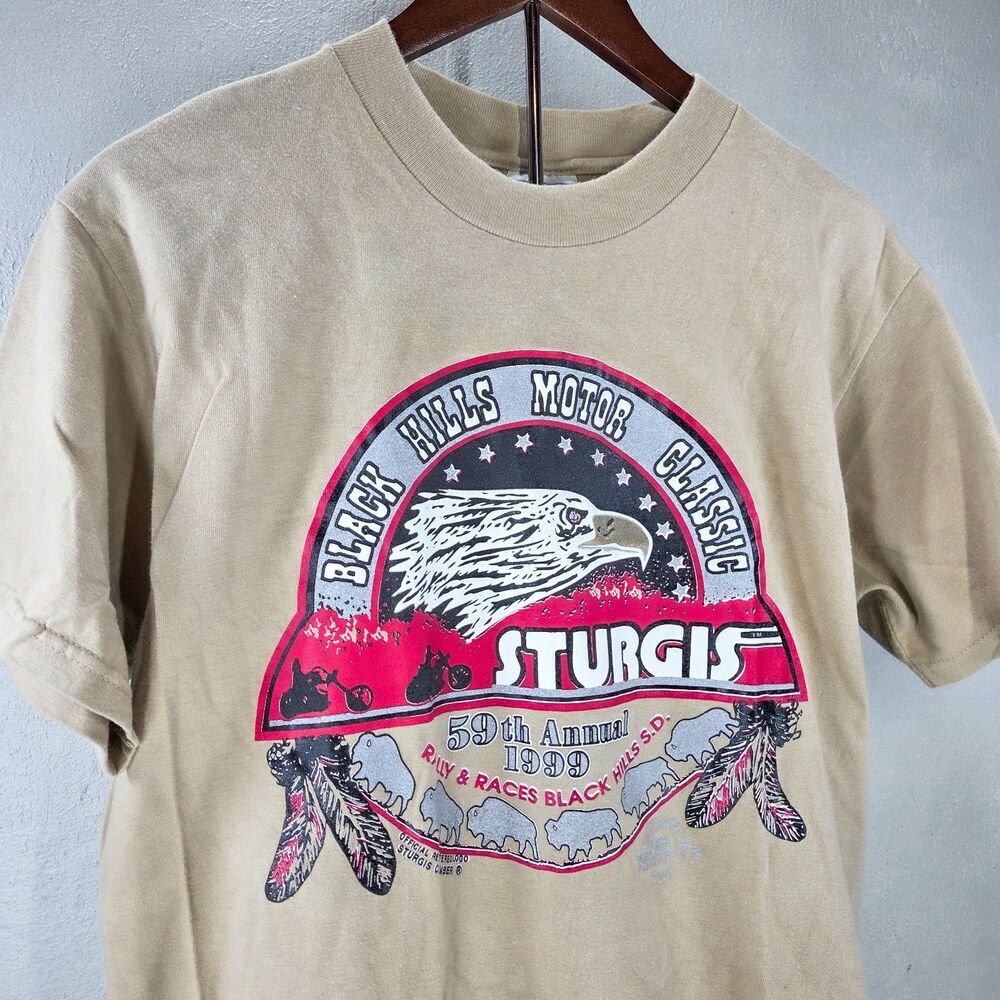 Vintage 1999 Sturgis 59th Motorcycle Rally Eagle T-Shirt Hanes Beefy-T Size M